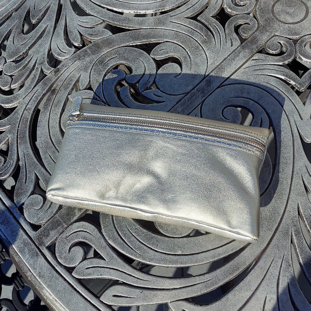 Nwt Loft silver clutch